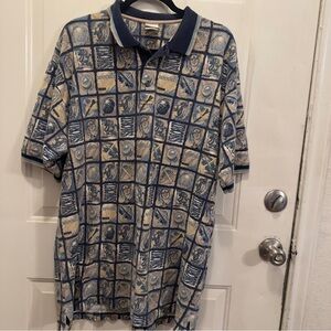 Disney Tigger Woods Blue and Beige Pattern Polo Shirt
